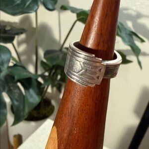 Spoon rings Women's Silverplated spoon art deco Ring with Engraved Design 6
